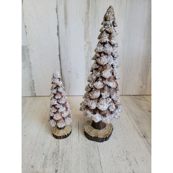 Transpac glitter unique pinecone tree set Xmas decor figure - Picture 1 of 6